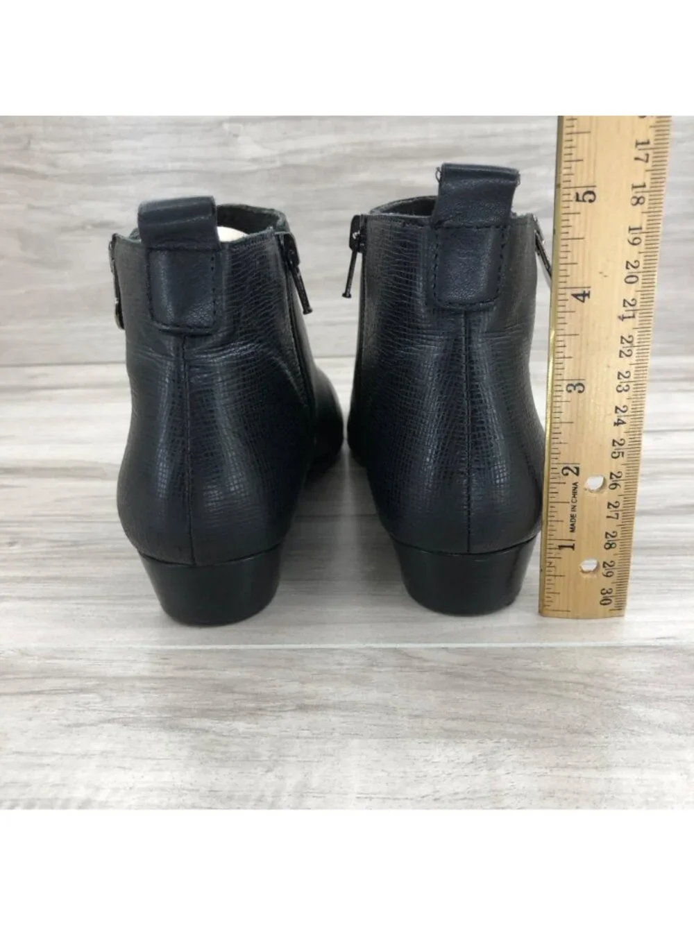 Munro Ankle Boots Womens 6 M Lexi Black Leather Double Zip Booties